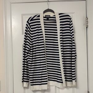 Lands' End Black and White Striped Cardigan